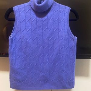 Neiman Marcus Deep Lavender Cashmere Sleeveless Knit Top